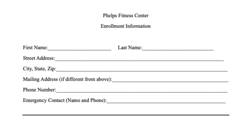 Go to Fitness center agreement form